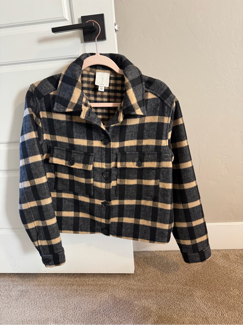 Joie Black & Cream Plaid Button-Front Jacket